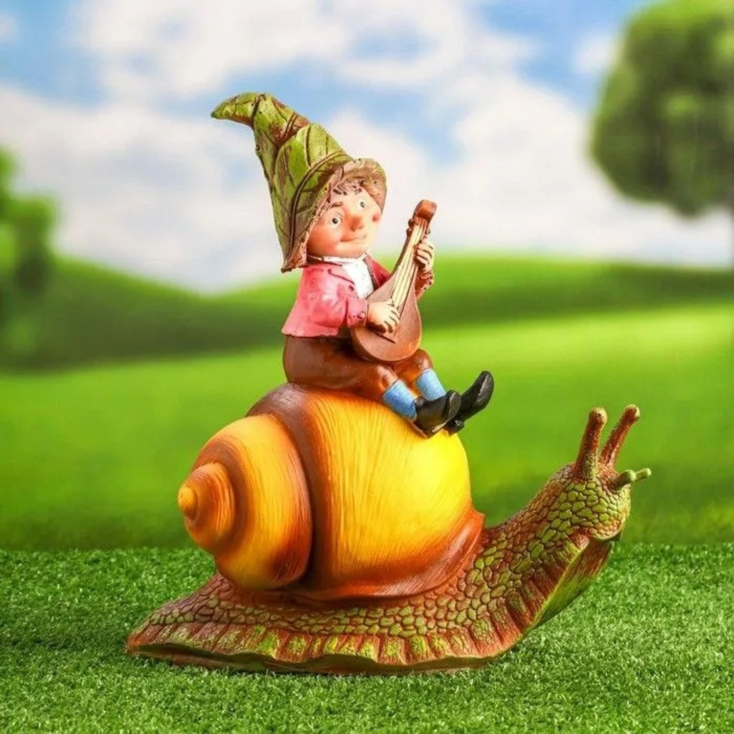 Садовая фигура "Гном на улитке" 30х27х15см 9508752