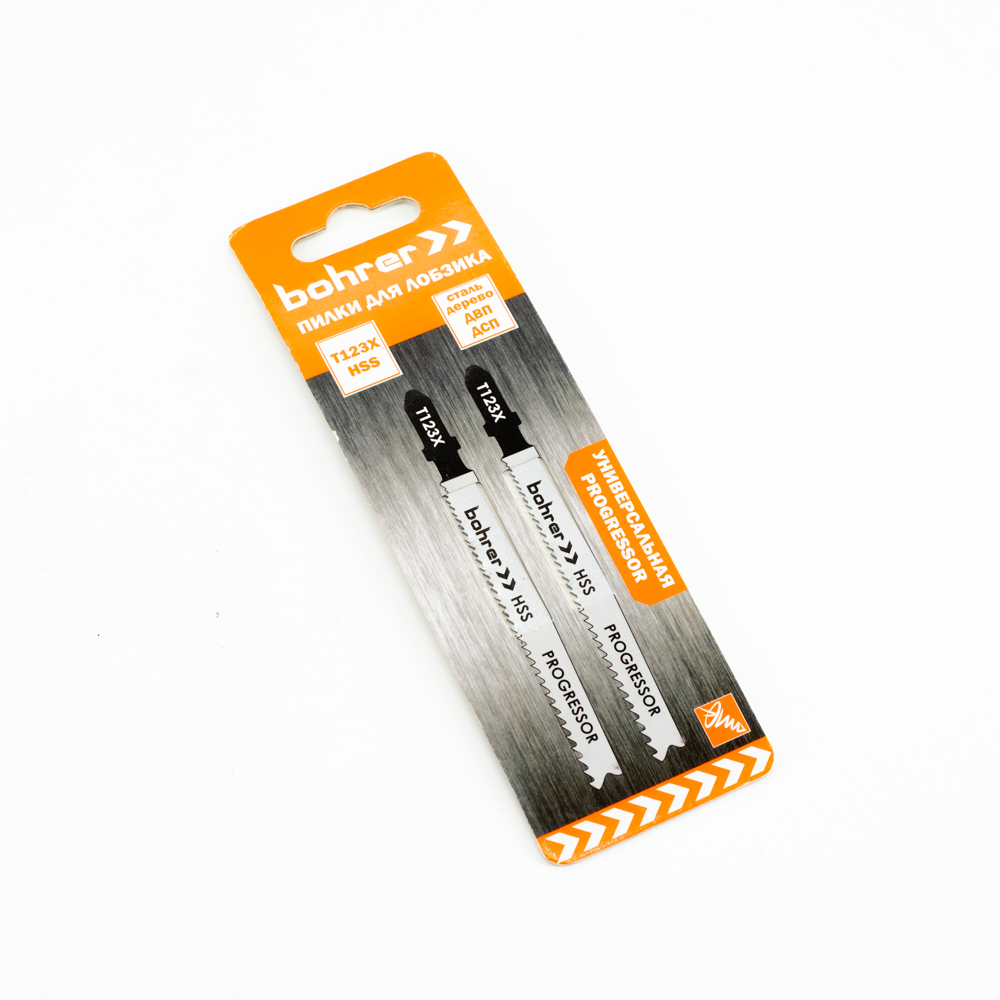 Пилки для лобзика по универсальные 100мм шаг2,6мм прям рез (2шт) T123X арт37301239 Bohrer*10/100/600 Пилки для лобзика по универсальные 100мм шаг2,6мм прям рез (2шт) T123X арт37301239 Bohrer*10/100/600