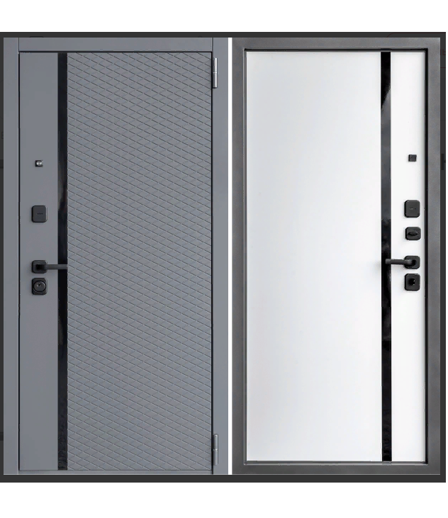 Дверь входная 2050х960х80 мм Дверной континент, правая, графит/белый софт