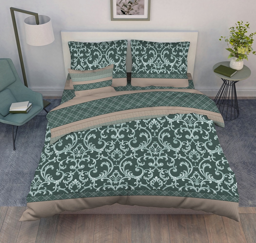 Постельное белье евро бязь Василиса 11793/1 Изумруд нав70*70,пр200*220 *1/5