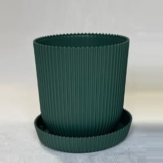 Кашпо пластм. "Gaufre" 1,4л d верха 135мм h135мм с поддоном Изумруд 802--16 (Tek.A.Tek) *1/30