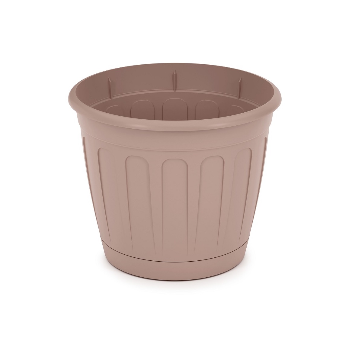 Кашпо пластм. "Дионис" 1,6л d верха 157мм h129мм с поддоном, прикорн.полив Бежевый М8520 *1/32 Кашпо пластм. "Дионис" 1,6л d верха 157мм h129мм с поддоном, прикорн.полив Бежевый М8520 *1/32