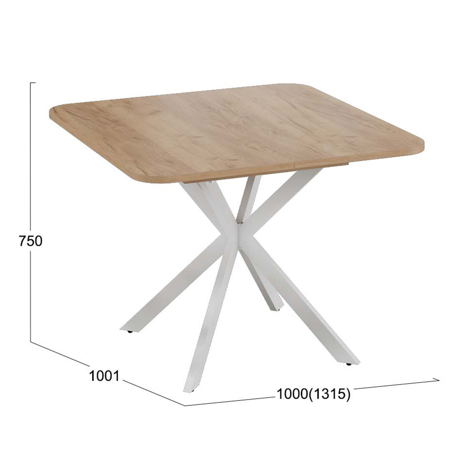 Стол обеденный прямоугольный раздв.Лиссабон Тип1 1000(+315)мм*1001*750мм Дуб Крафт золотой*1