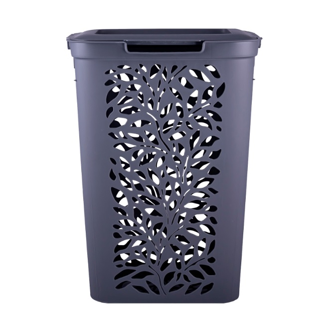 Корзина для белья пластм. 40л "Leaves" 635x275x440мм Серый 49425 ("Плимербыт") *1/4