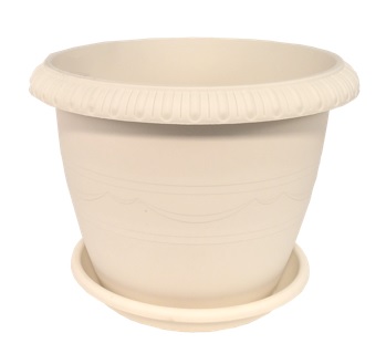 Кашпо пластм. "Lе Jardin" 5.5л, d верха 250мм h200мм с поддоном св. Серое 103-1 (Tek.A.Tek)*1/24