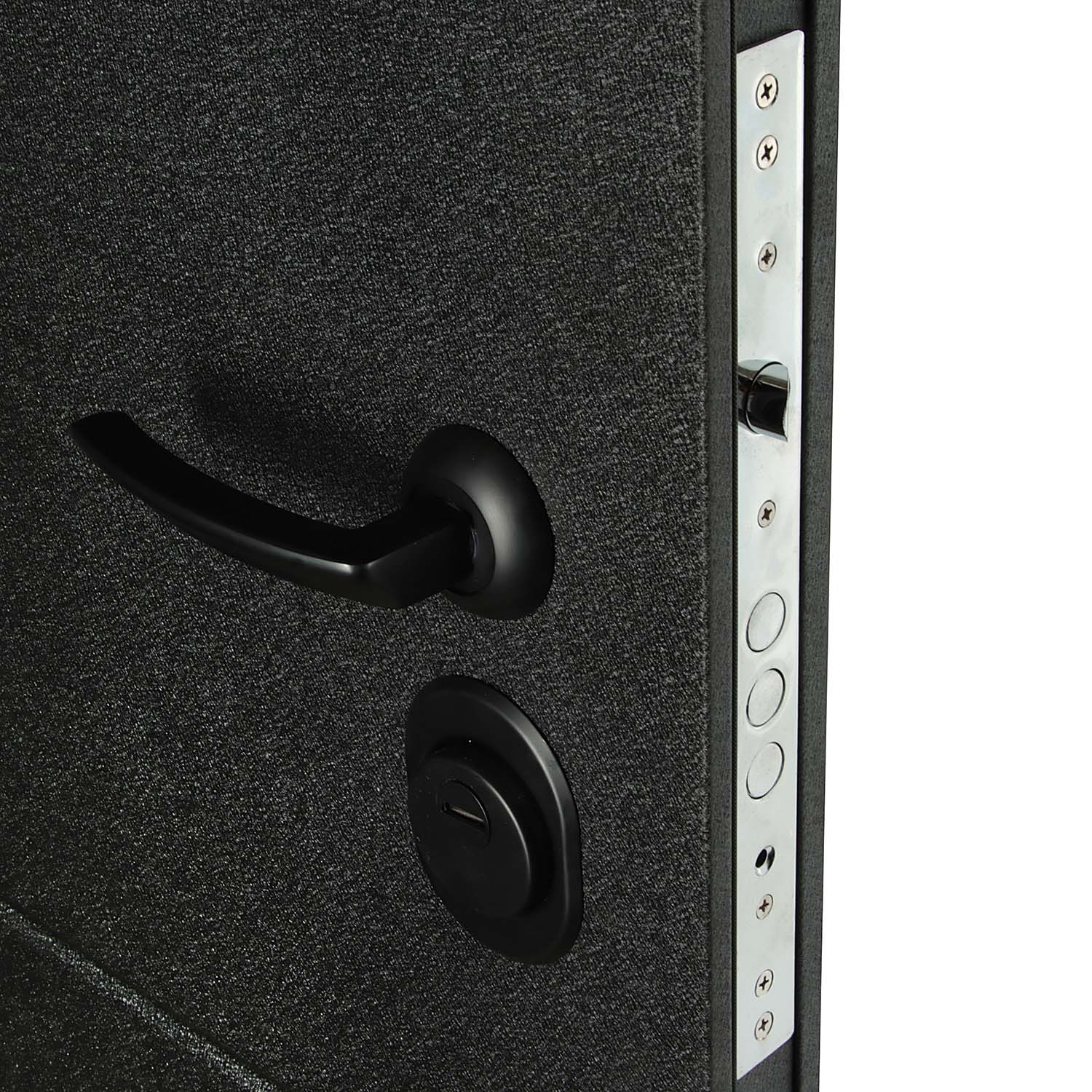 Дверь входная Двери Гуд М-3 GOODMAN, 860х2050х80 мм, со стеклом, левая, черный шелк/белый