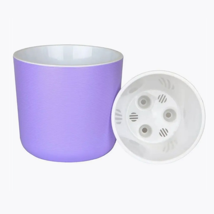 Кашпо пластм. "Лион"  2л d верха 147мм h130мм со вставкой Лаванда ЛИ15-21 *1/10