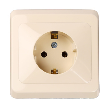 Розетка "Этюд" ОП 1-мест. кремовая евро с з/к РА16-003к *10/17