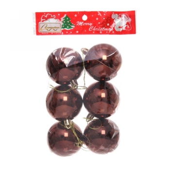 Новогодние шары 6 см (набор 6 шт) "Глянец", Шоколад (пакет)