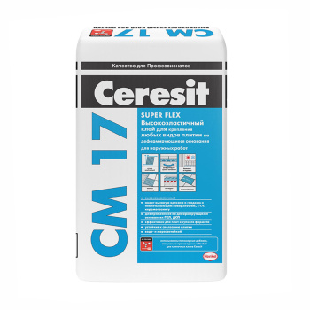 Клей для плитки Церезит СМ 17 Супер Флекс, эластичный, 5 кг