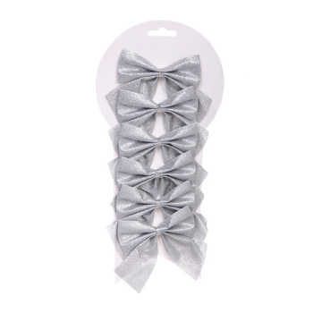 Набор бантов на елку «Зимнее очарование», 8.5х9 cм, 6 шт., серебро