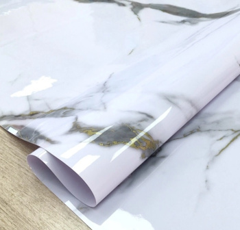 яяяКлеёнка без основы "термо" гладкая толщ.0,65мм, шир 0,8м "Мрамор б-сер."GW-52247"ТермоКлеёнка"*20