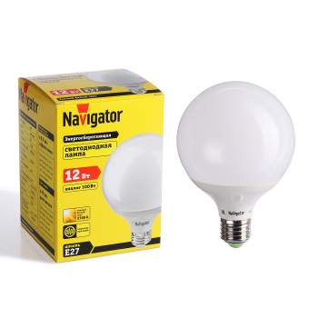 Лампа светодиодная Navigator, Е27, шар G95, 12 Вт, 1000 Лм, 2700 К, теплый белый