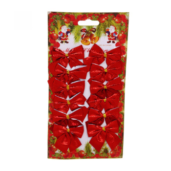 Бант на ёлку "Красный шик" 6 см (набор 12 шт)