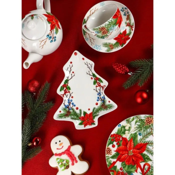 Блюдо сервировочное "Новый год.Пуансеттия" 21х17х2,2 см 6935212