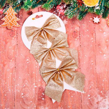 Набор бантов на елку «Зимнее очарование», 11х11 cм, 3 шт., золото
