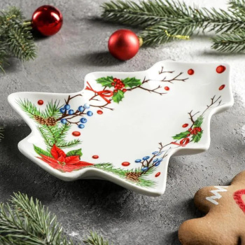 Блюдо сервировочное "Новый год.Пуансеттия" 21х17х2,2 см 6935212