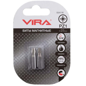 Биты магнитные PZ1x25 мм 2 шт. VIRA