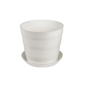 Кашпо пластм. "Классик " 0,6л d верха 110мм h90мм с поддоном Белое КК 0,6 Б "ПластоС" *1/100