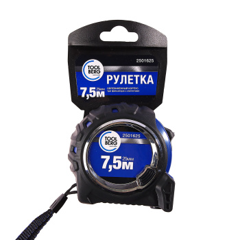 Рулетка 7,5м*25мм резин.корпус T4P (арт.2501625) *1/6/60