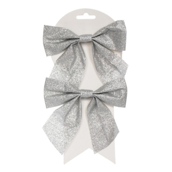 Набор бантов на елку «Зимнее очарование», 15х15 cм, 2 шт., серебро