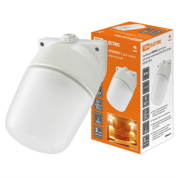 Светильник НПБ400-1 IP54 60Вт бел., настенный, наклонный, для сауны бани TDM SQ0303-0049 *1/16