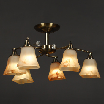 Люстра Verner Lighting Кувшинки K1333/6, 60 Вт, E14, 6 ламп, античная бронза