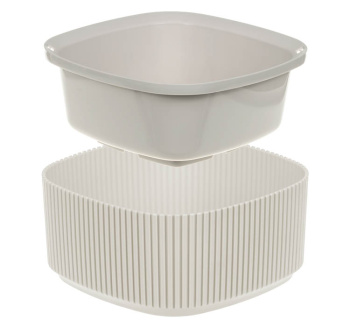 Кашпо пластм. "Стрип" 0,9л 165х165мм h75мм со вставкой Кремовый М3249 ("М-Пластика") *1/16 Кашпо пластм. "Стрип" 0,9л 165х165мм h75мм со вставкой Кремовый М3249 ("М-Пластика") *1/16