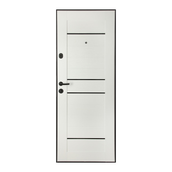 Дверь входная Двери Гуд М-3 GOODMAN, 860х2050х80 мм, со стеклом, левая, черный шелк/белый