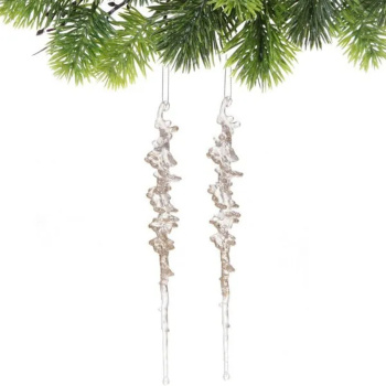 Подвеска "Кристальная сосулька" 26 см (набор 2 шт), Шампань