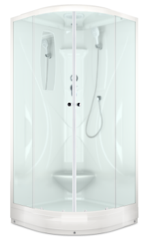Кабина душевая 90*90*218 Elegance99 поддон низкий стекло матовое, б/эл, ст.белая DOMANI-Spa 3уп