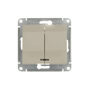 Механизм выключателя "Glossa" 2-кл. беж. с подсветкой GSL000253 *1/20