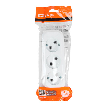 Корпус удлинителя "TDM" 3роз. 10А без заземления белый SQ1806-0010 *1/20/120