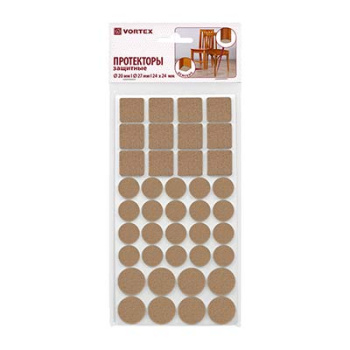 Протекторы защитные из фетра d20мм, d27мм, d24*24мм "VORTEX" бежевые 24383*1/30