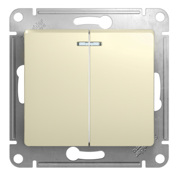 Механизм выключателя "Glossa" 2-кл. беж. с подсветкой GSL000253 *1/20