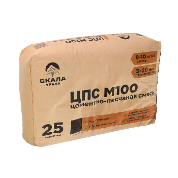 Смесь цементно-песчаная М100 25 кг Скала Урала