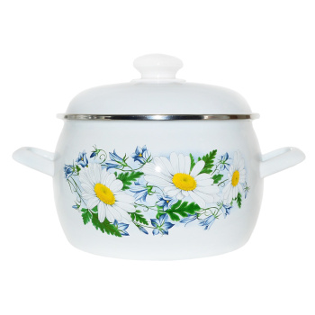 Кастрюля эмалированная 3,5л d210мм металл.кр.с пл.р.,об.нерж., с Деколью С-4213АП2/4 *1/6