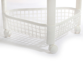 Этажерка пластм. 4 секции-лотка Угловая, на колесиках 380x270х790мм Белая М2757 (М-Пластика) *16