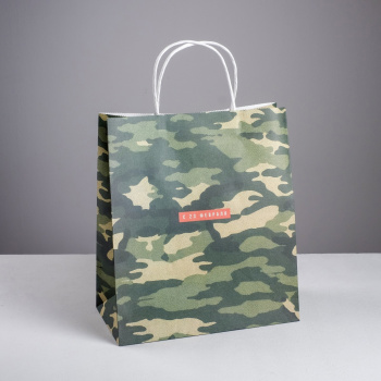 Пакет подарочный крафт «С 23 февраля», 32 х 28 х 15 см   4515421