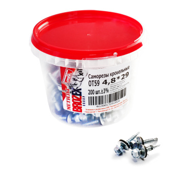 Саморезы кровельные 4.8х29 мм BROZEX, оцинкованная сталь, 200 шт.