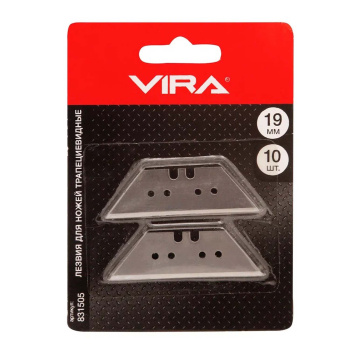 Лезвия для ножей трапециевидные 19 мм, 10 шт. VIRA