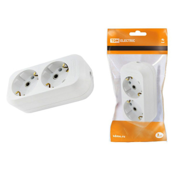 Корпус удлинителя "TDM" 2роз. 16А с заземлением белый SQ1806-0015 *1/20/120