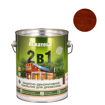Защитно-декоративное покрытие 2.7 л для древесины АКВАТЕКС 2 в 1, алкидное, махагон
