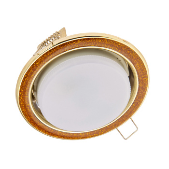 Светильник встраиваемый GX53 H4 DL3901 Ecola Круг под стеклом Золотой блеск FY53GRECB *10/50