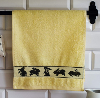 Полотенце махровое 30*60см Kitchen Rabbits желтый 400гр/м2 Casa Conforte *10