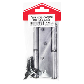 Петля накладная 110мм б/покрытия ЛЕВАЯ (комплект 2 шт+саморезы) ДомоСтрой *1/75