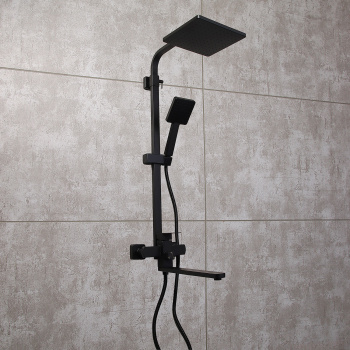 Смеситель д/ванны со стойкой для душа + ручной душ Fmark FS8145-35H черная *1