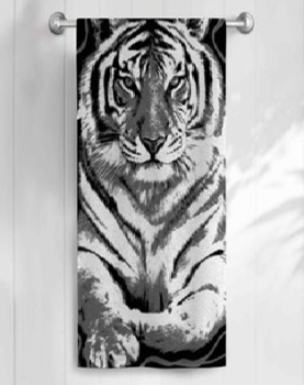 Полотенце махровое 50*90см Тигр черный/светло-серый МХ42 Самойловский текстиль *1