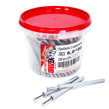 Дюбель с шурупом BROZEX 6,0*80 ВЕДРО (100шт) *6