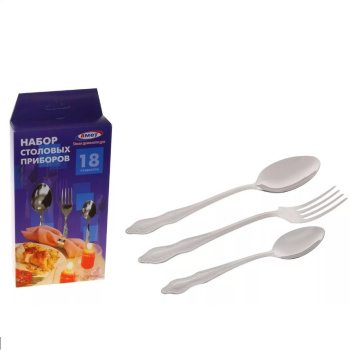 Набор столовых приборов нерж. 18пр./6перс."Славяна" подар. карт. коробка 1с318 (Аша) *1/10/15 Набор столовых приборов нерж. 18пр./6перс."Славяна" подар. карт. коробка 1с318 (Аша) *1/10/15
